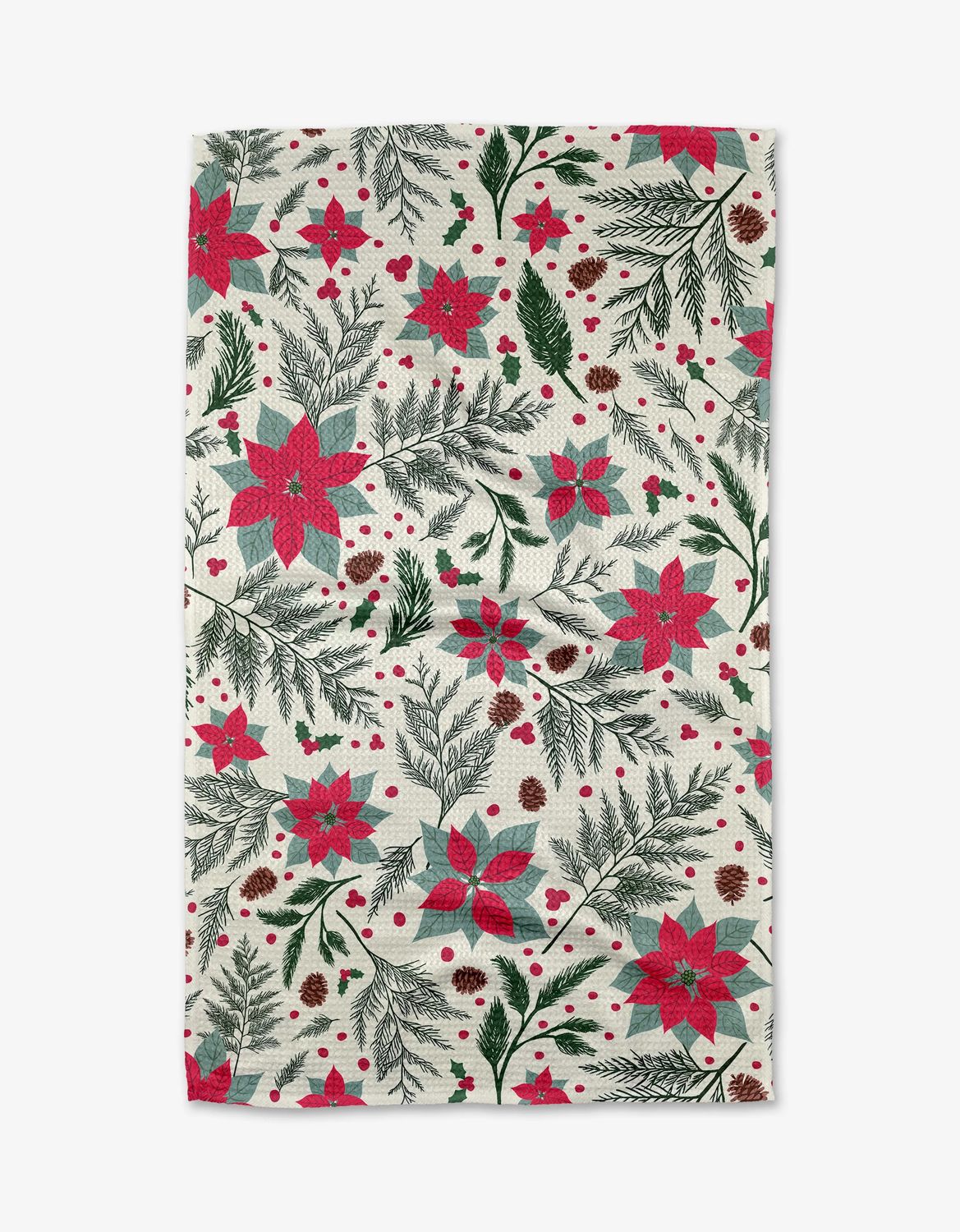 TT-MF-woodland-poinsettia TEA TOWEL