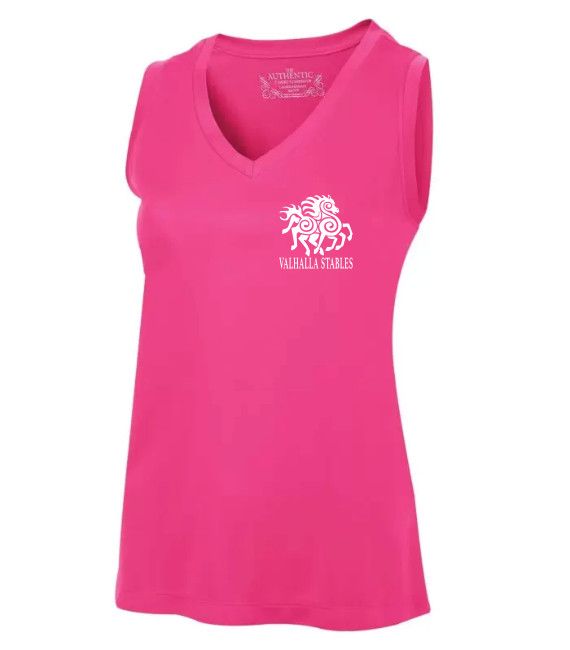 VALHALLA ATC PRO TEAM SLEEVELESS V-NECK LADIES&#39; TEE WHITE LOGO