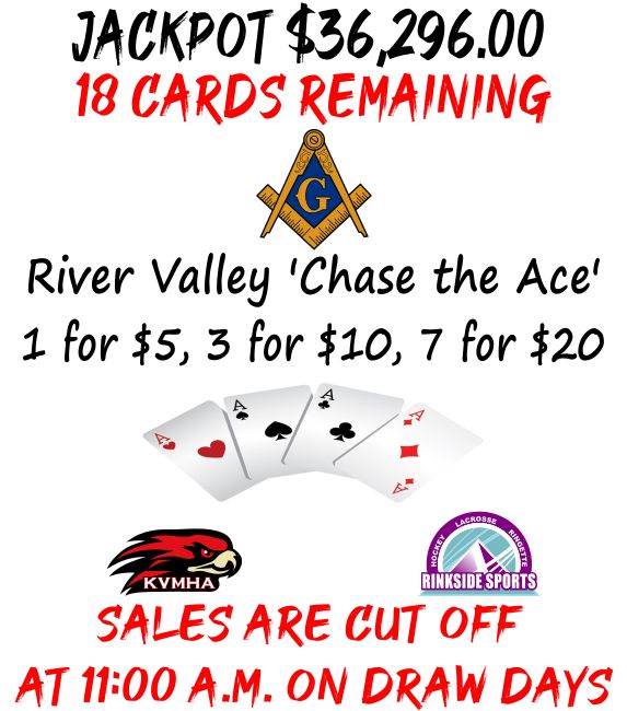 River Valley Chase the Ace. Draw: Tue. 19 May 2026