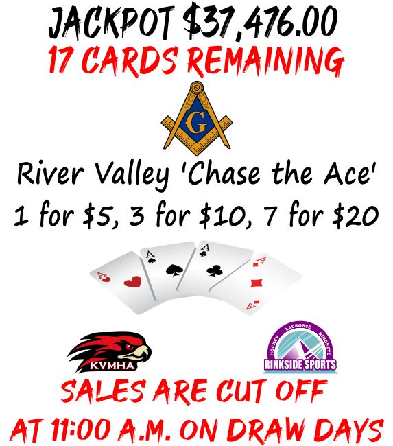 River Valley Chase the Ace. Draw: Tue. 26 May 2026
