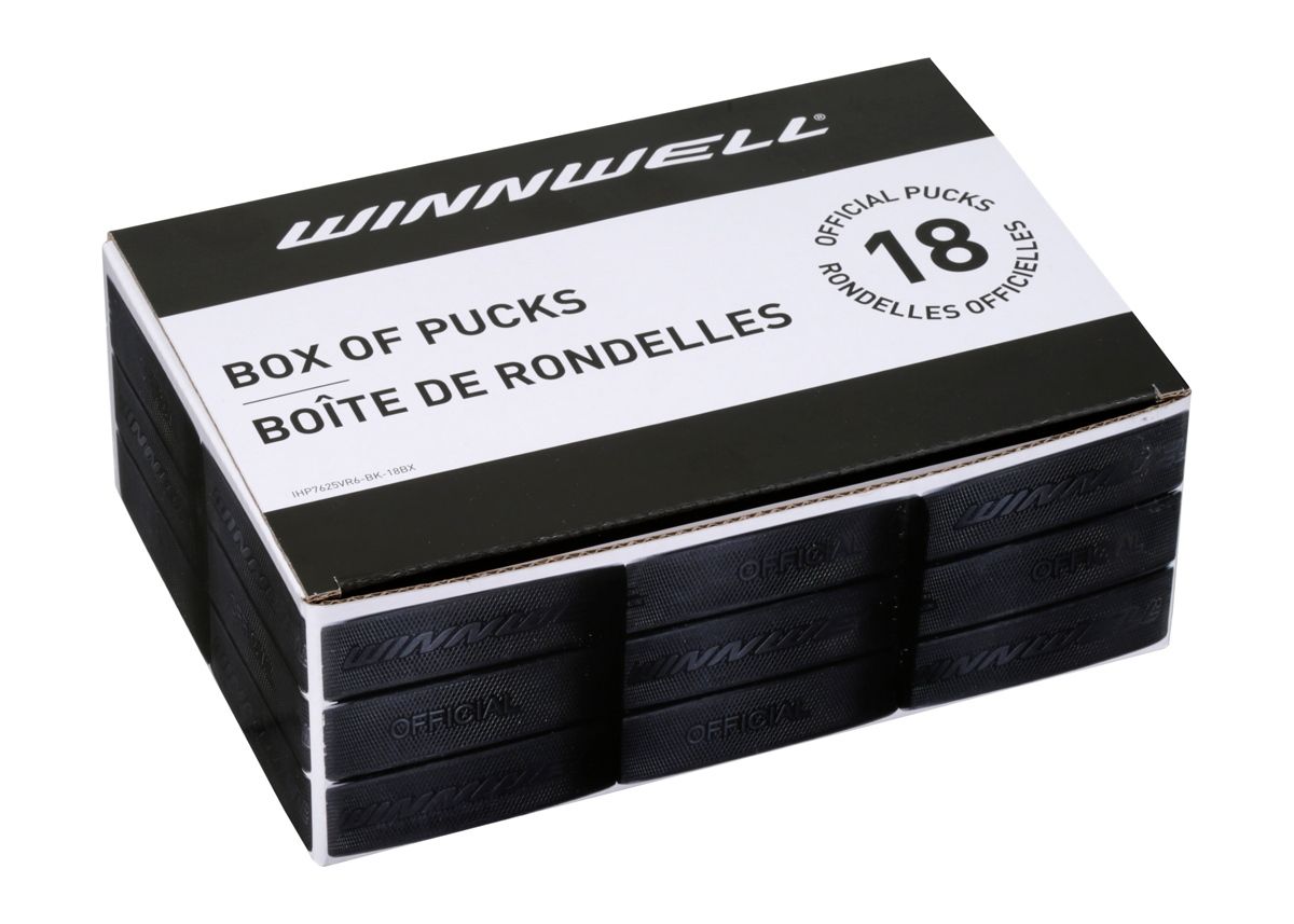 WINNWELL BLACK HOCKEY PUCKS "OFFICIAL" 6OZ  TEAM PACK (18 Units)