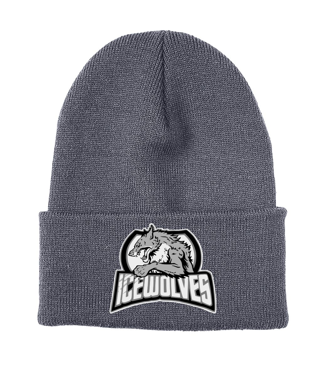 ICE WOLVES EMBROIDERED BEANIE STYLE CUFF TOQUE