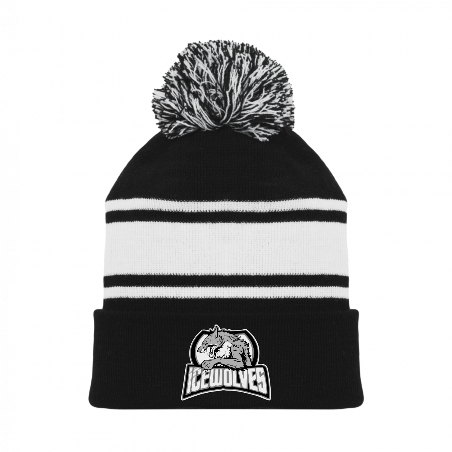 ICE WOLVES TOQUE WITH POMPOM