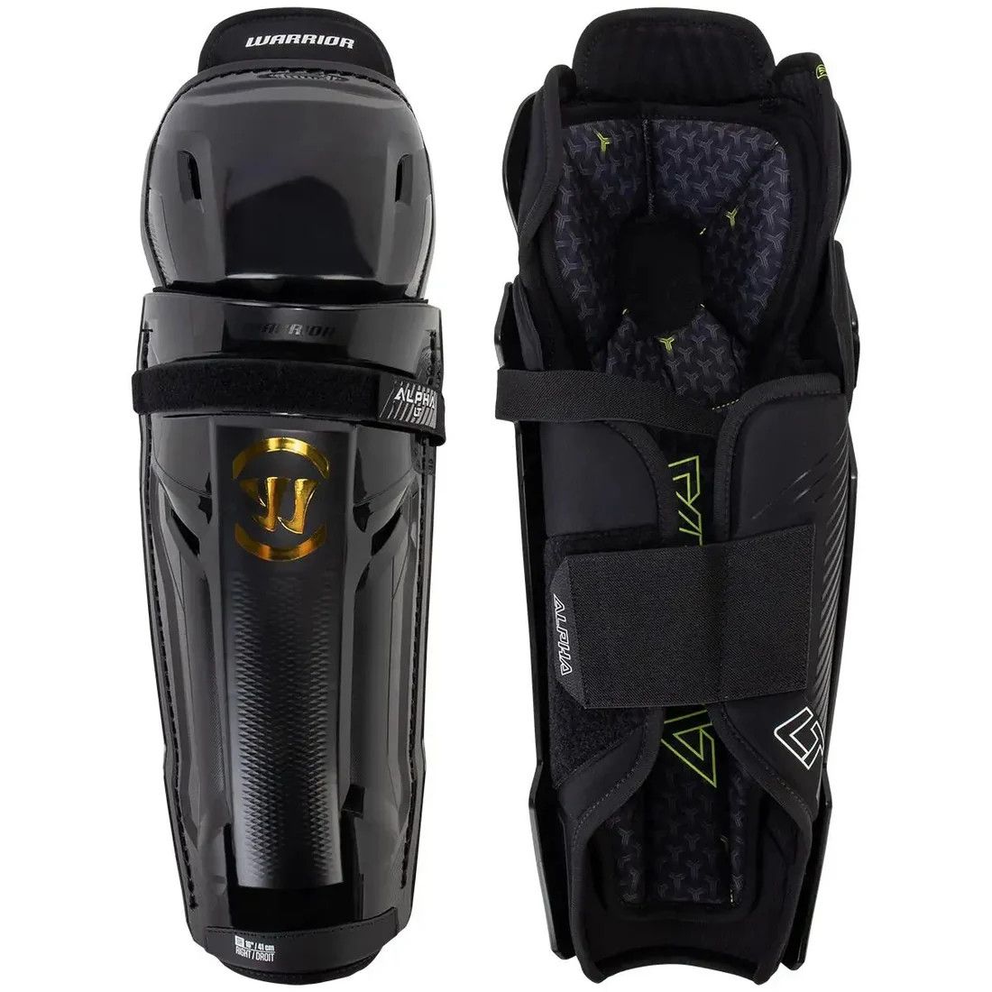 WARRIOR ALPHA LT SENIOR HOCKEY SHIN GUARDS BLACK 16"
