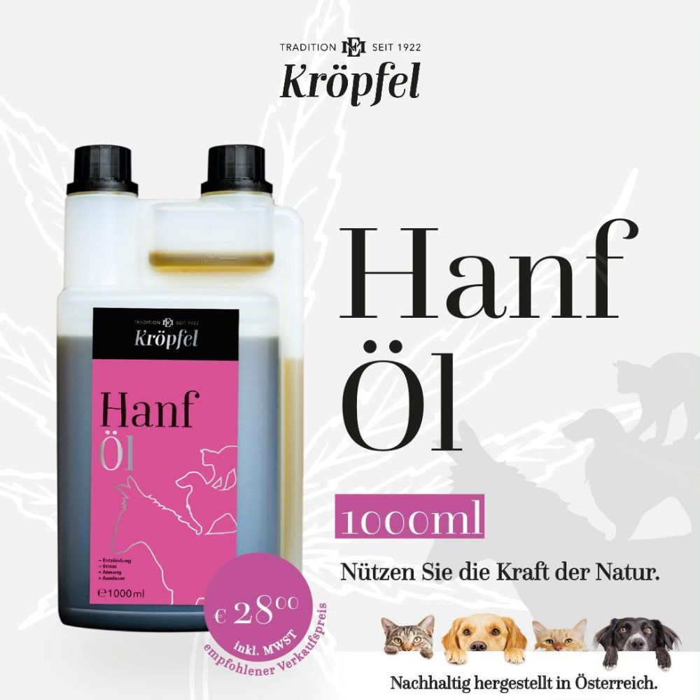 Original KRÖPFEL Hanföl für Tiere, 1000ml