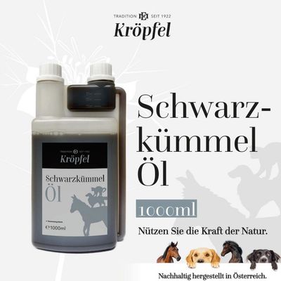 Original KRÖPFEL Schwarzkümmelöl für Tiere, 100ml od. 1000ml Original KRÖPFEL Schwarzkümmelöl für Tiere, 100ml od. 1000ml