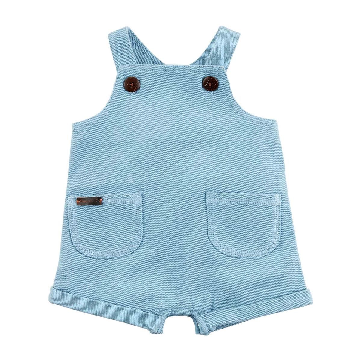 A-95 Light Blue Overalls Shorts, Size: 3-6 Mths