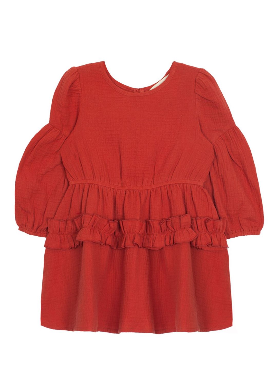 A95 Sunset Picnic Gauze Dress-Orange, Size: 4