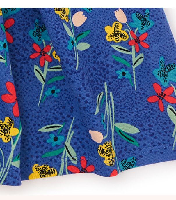 Short Sleeve Wrap Neck Dress - Alpine Wildflower, Size: 4