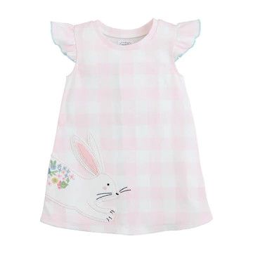A-95 Bunny  Pink Check Tee Dress, Size: Small (12-18 Mths)
