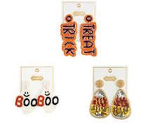 Halloween Beaded Earrings, Color: Boo