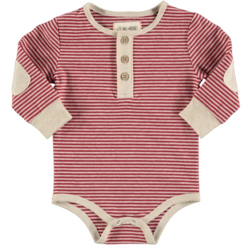 A-95 Red Stripe Henley Onesie