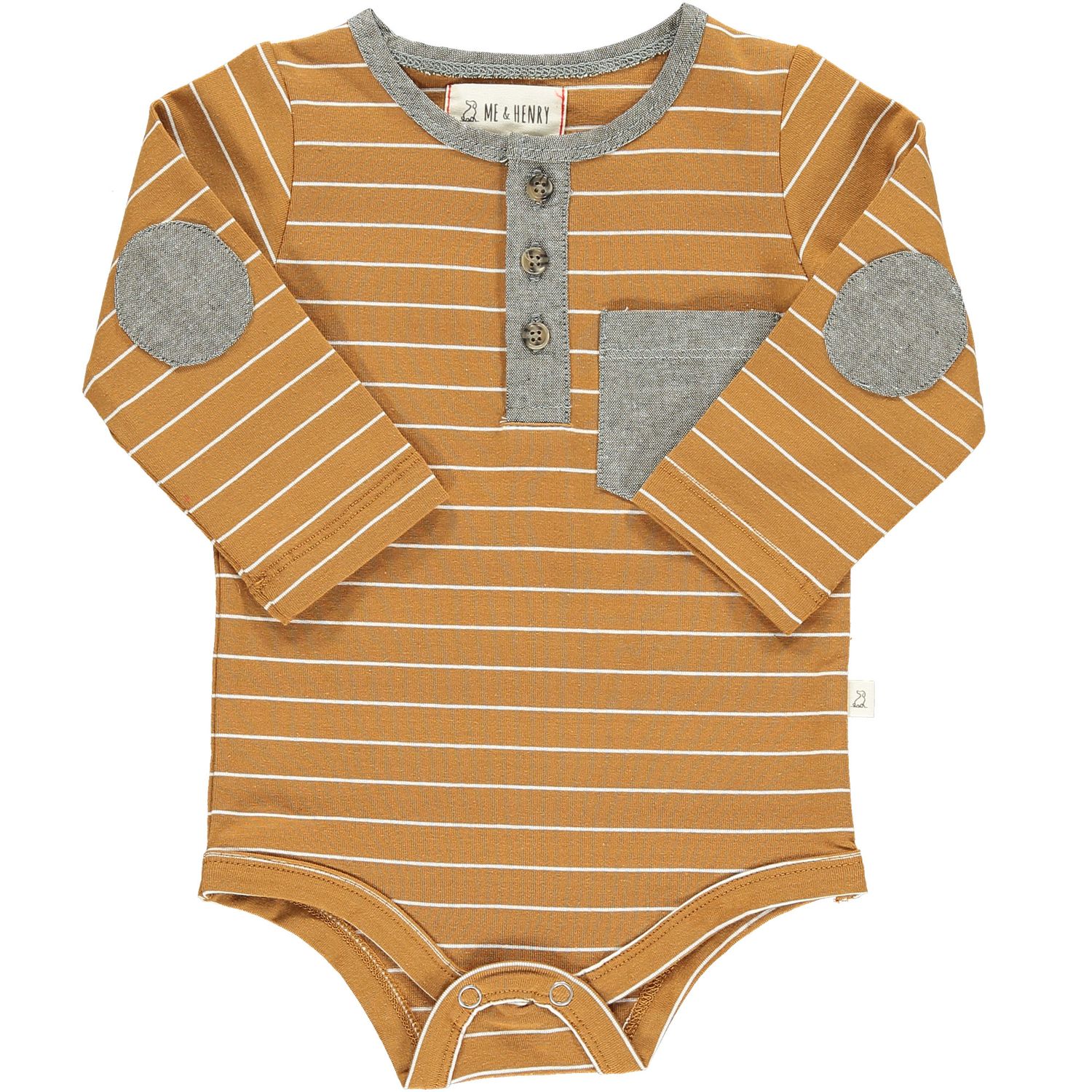 A95 Stanton Henley Onesie-Brown/White Stripe