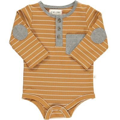 A95 Stanton Henley Onesie-Brown/White Stripe