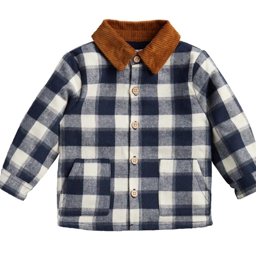 A95 Navy Plaid Shacket