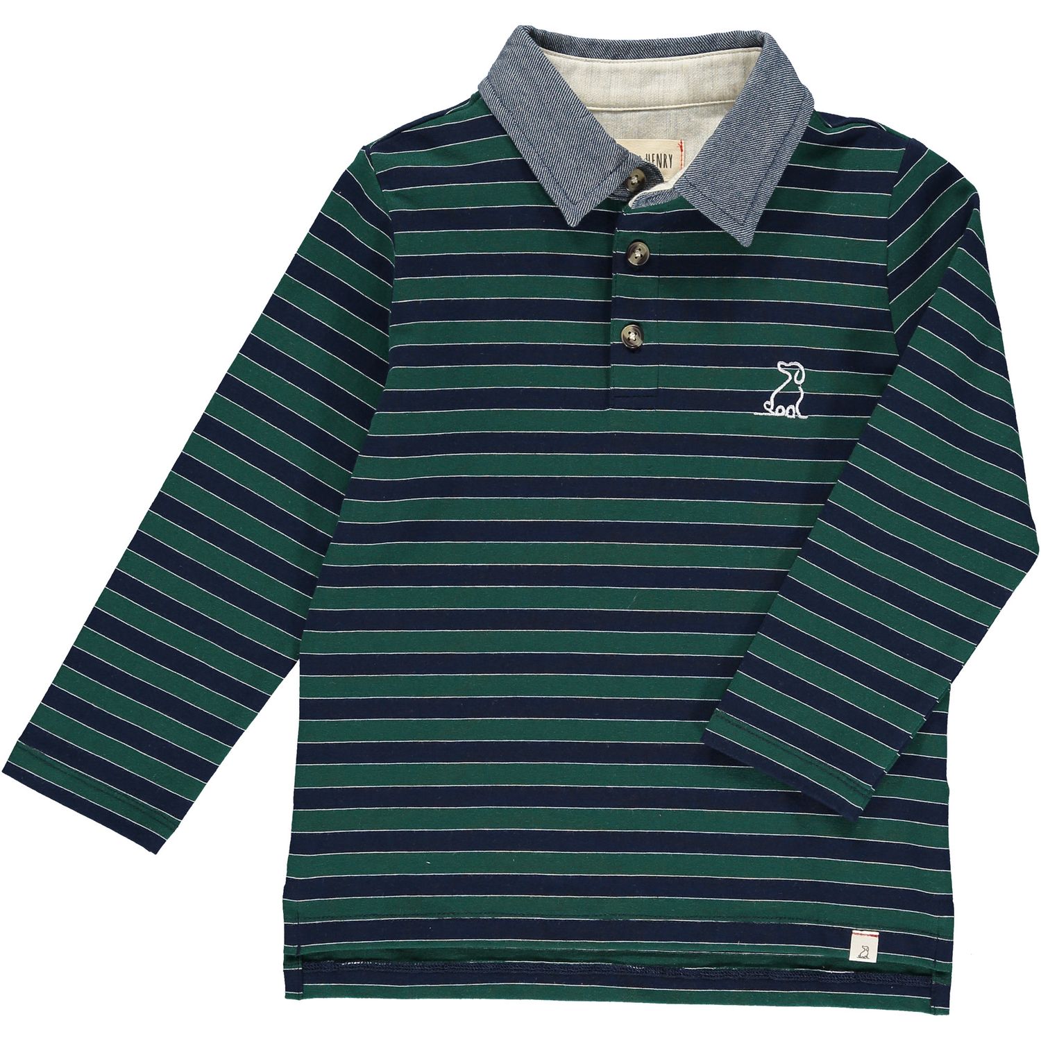 A95  Waverly Polo -Green/Navy Stripe