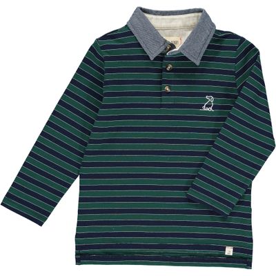 A95  Waverly Polo -Green/Navy Stripe