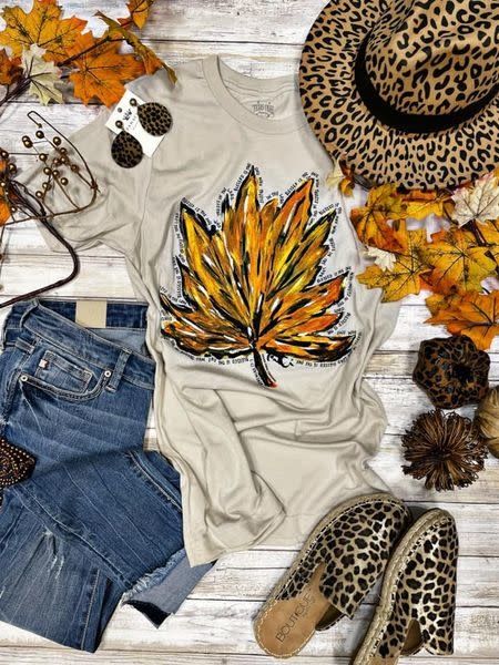 A95 Callie&#39;s Leaf T Shirt-Heather Dust