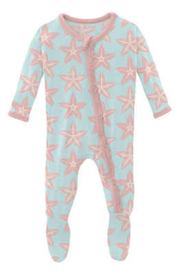 A95 Print Muffin Ruffle Footie w/Zipper ~ Fresh Air Fancy Starfish
