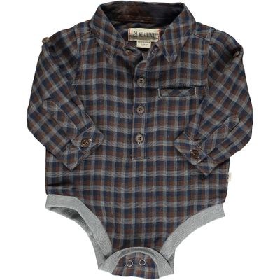 Jasper Woven Onesie - Navy/Brown Plaid