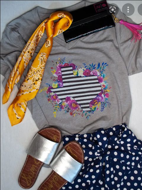 A95 Striped Floral State Tee in V-Neck