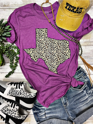 A95 Leopard Texas Tee-Heather Magenta