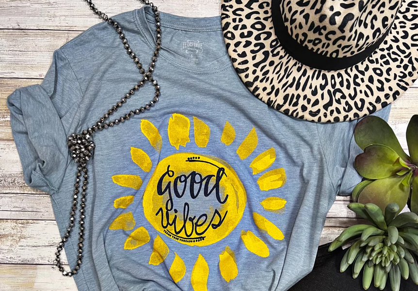 A95  Good Vibes Tee-Stone Wash Denim