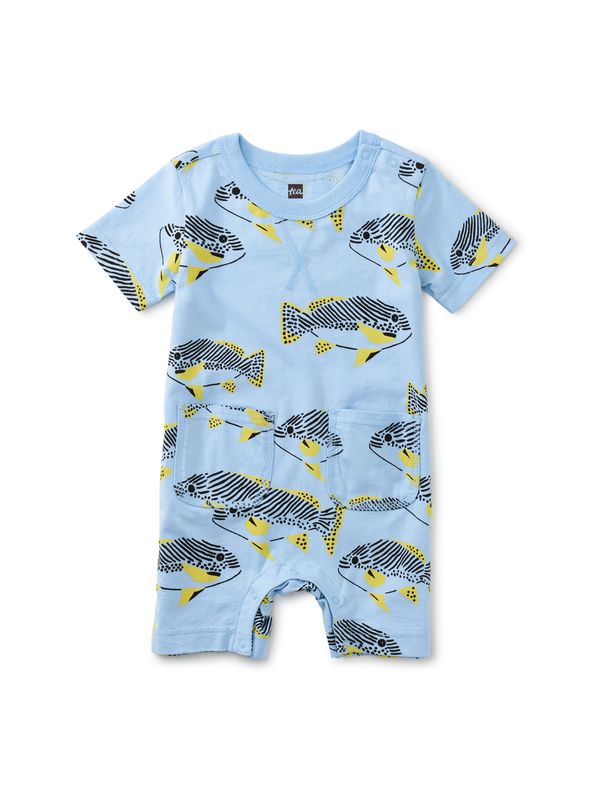 Double Pocket Baby Romper~Coastal Fish