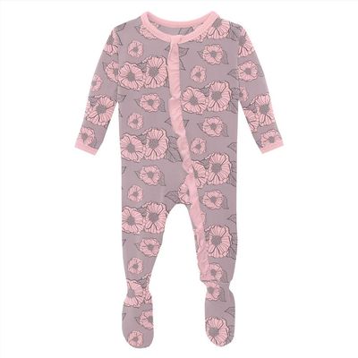 A95 Print Muffin Ruffle Footie w/Zipper ~ Sweet Pea Poppies