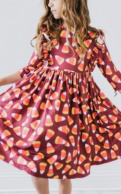 Candy Corn Ruffle Twirl Dress