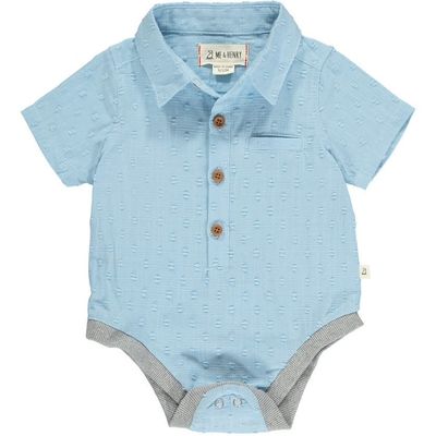 Helford Woven Onesie~Blue Dobby