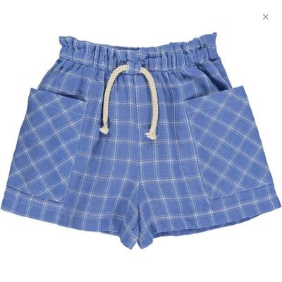 Arwen Shorts-Blue/White Plaid