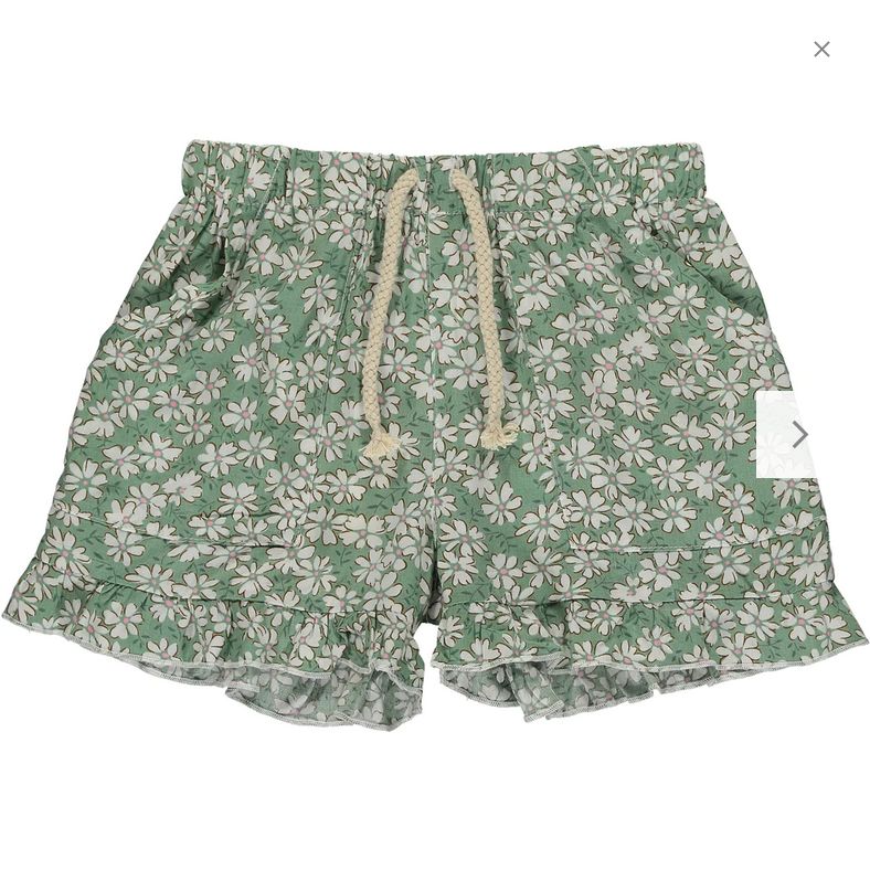 Brynlee Ruffle Shorts-Green Daisy