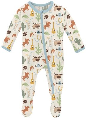 Print Classic Ruffle Footie w/Zipper~Natural  Rodeo
