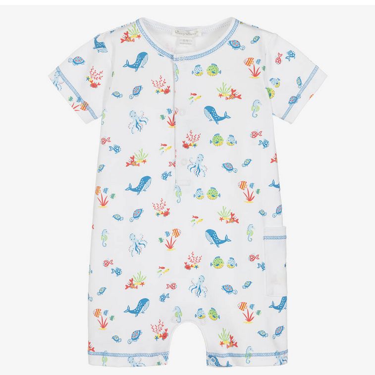 Deep Sea Divers-Multi Blue Short Playsuit