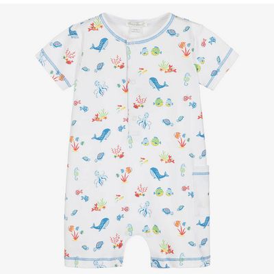 Deep Sea Divers-Multi Blue Short Playsuit