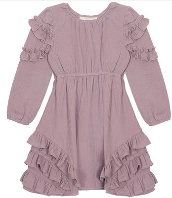 A95 Lavender Dew Elastic Waist Gauze Dress Purple