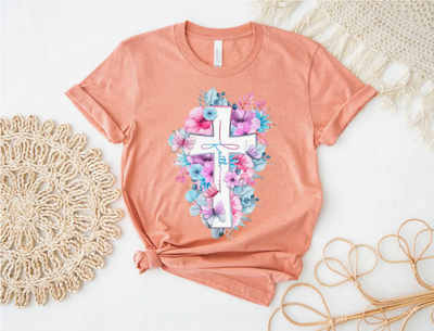 A95 Faith Floral Cross Tee