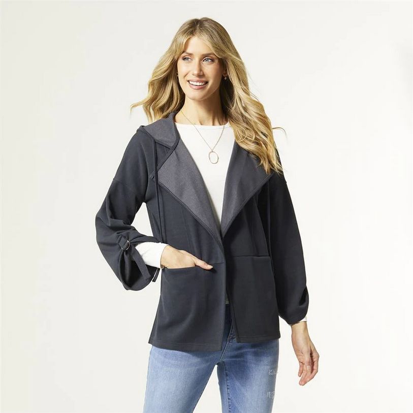 Myra Soft Hooded Cardigan-Steel Blue