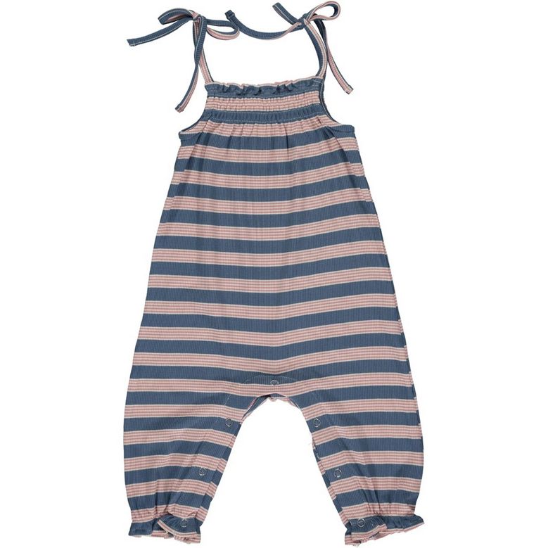 Victoria Romper~Blue Rib Stripe