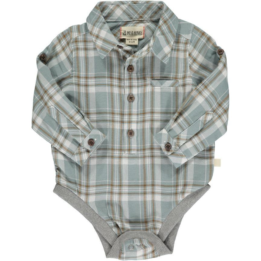 Jasper Woven Onesie-Blue/White Plaid