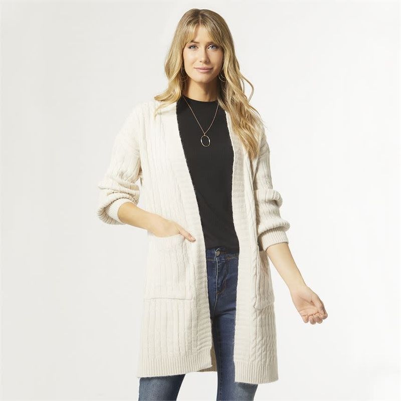 Maya Cable Knit Cardigan w/Pockets  Fall Ivory