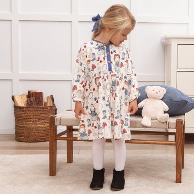 Annie Oakley  Elastic Ruffle LS  Henley Dress