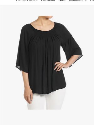 Rylie Smocked Neck Top - Black