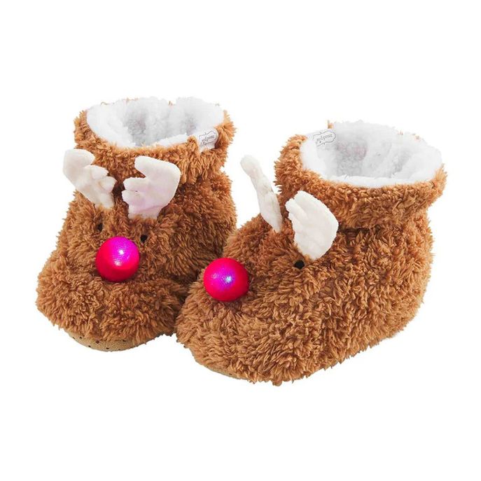 Children&#39;s Light Up Holiday Slippers-Reindeer