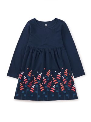 Peruvian Floral Skirted Dress-Whale Blue