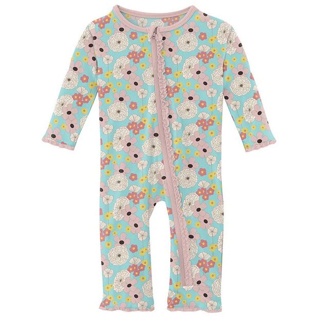 A95 Print Muffin Coverall with Zipper~Summer Sky Flower Power