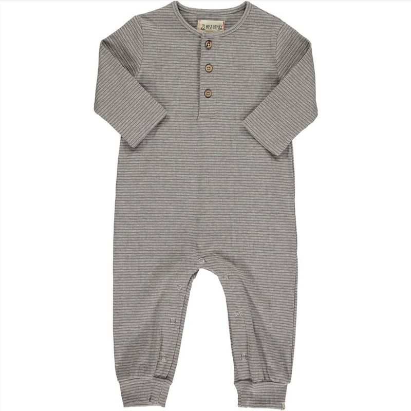 Mason Rib Romper ~Tan/Grey Stripe