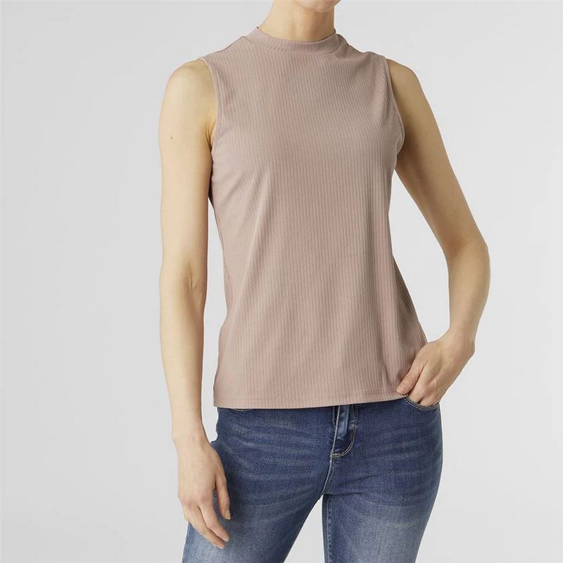 Mock Neck Ribbed Tank-Dusty Plum