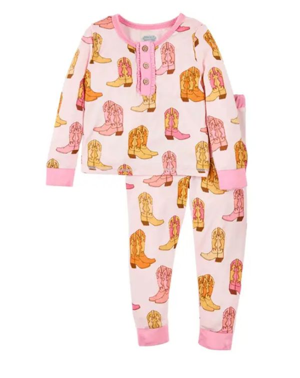 Pink Cowboy Boots 2 pc Pajama Set